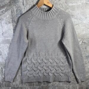 SIMPLY VERA VERA WANG GRAY SWEATER, CROSS HATCH KNIT, ACRYLIC BLEND, M